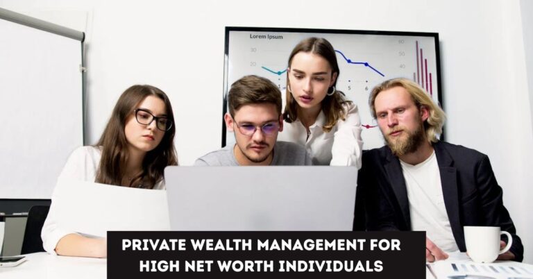 Financial advisor discussing private wealth management strategies with high net worth individual in a modern office setting.